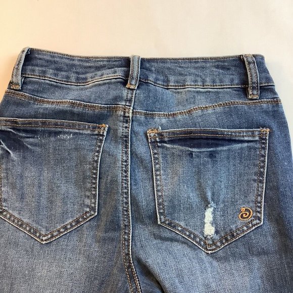 Indigo Rein Jeans Ankle Skinny Button-Fly Blue Mid Rise Stretch Womens Size 1 - Picture 4 of 12